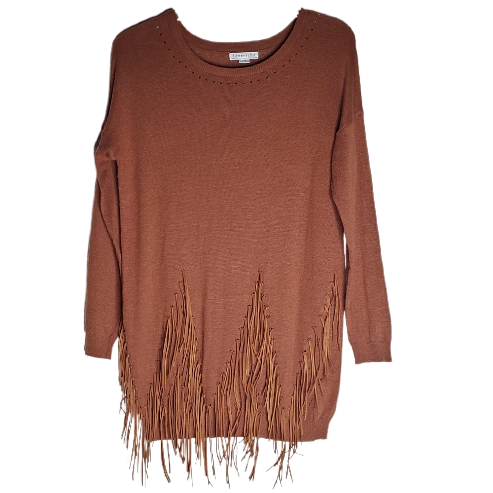 Love Riche Pullover Sweater w Fringe M